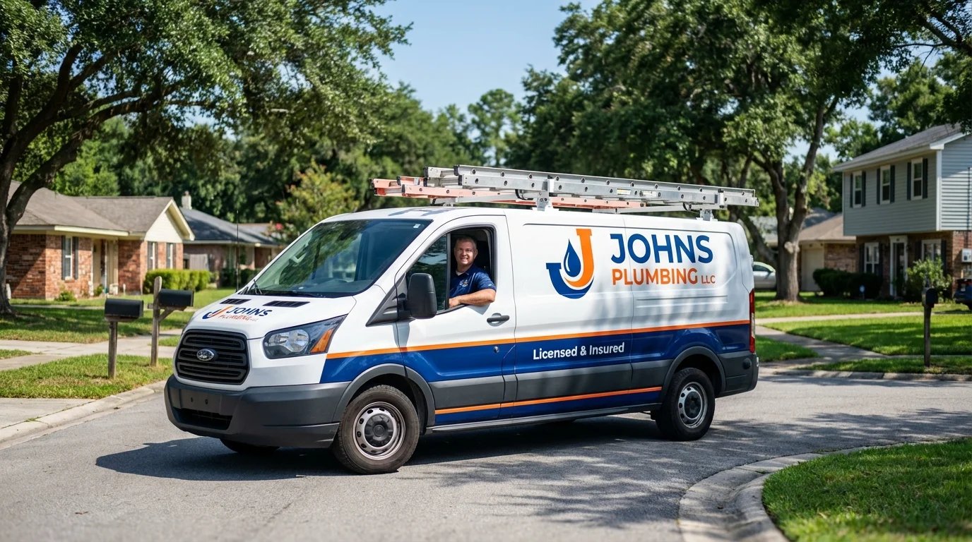 Johns Plumbing LLC service van in Woodland, CA