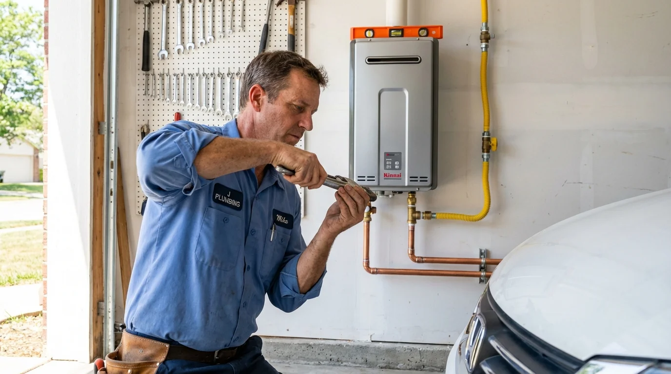 Tankless water heater installation by a Johns Plumbing LLC plumber in Woodland